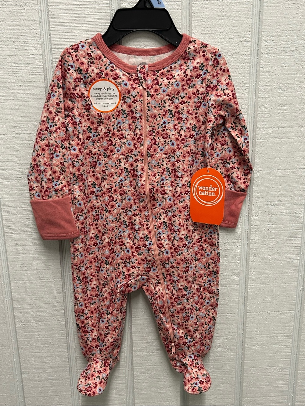 wonder nation Pink Floral Footed Baby One-Piece